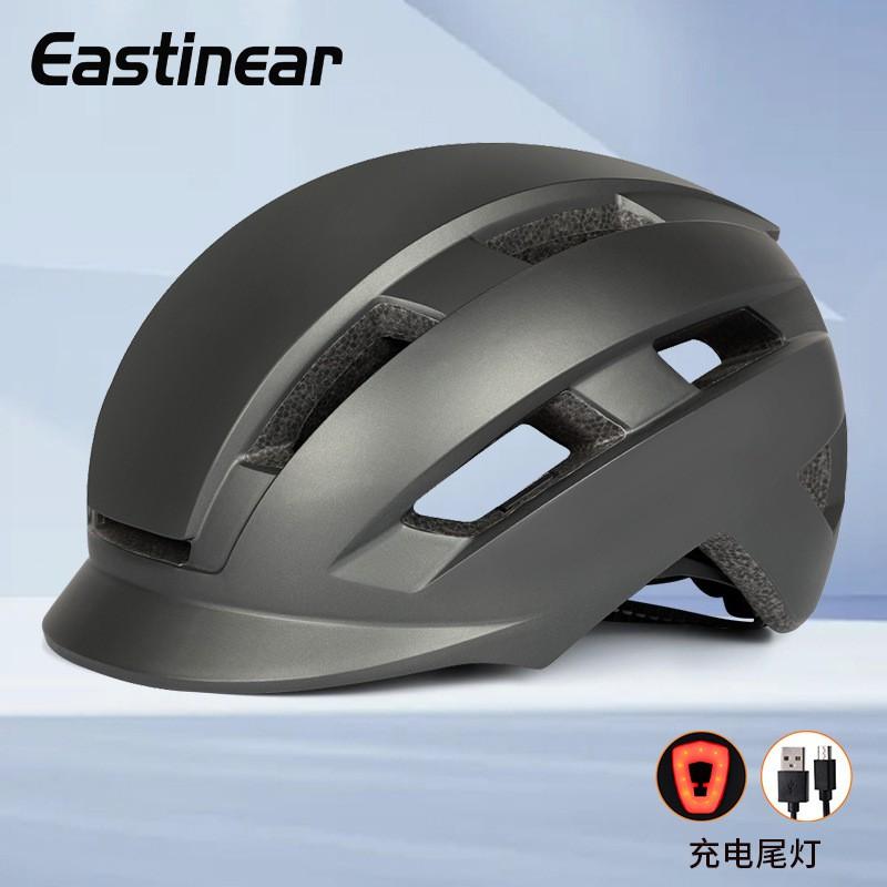 Integrated Cycling Helmet With Short Visor Comfortable Ventilated Road Bike Safety Gear Adults Unisex Silver
