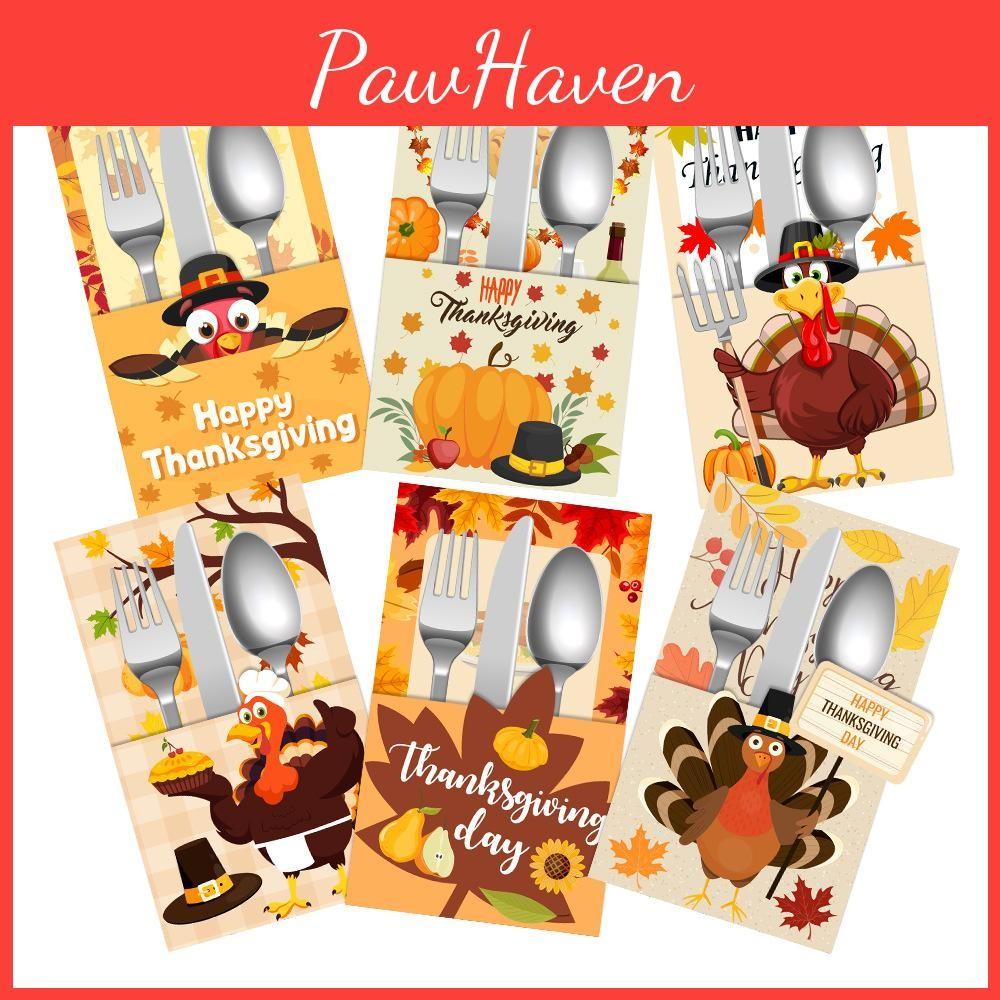 Creative Theme Thanksgiving Turkey Paper And Fork Set Party Desktop Decor