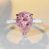 Nine Beauty Jewelry Teardrop Zircon Ring: S925 Sterling Silver, Pink High-Carbon Diamond, European & American Ice Flower Cut.