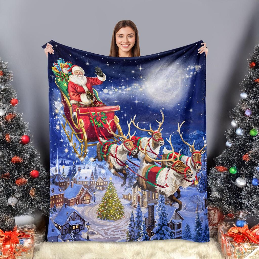 Santa Claus Blanket Christmas Theme Throw Blanket for Girls Boys Gift Super Soft Cozy Flannel Fuzzy Blanket for Couch Sofa Bed