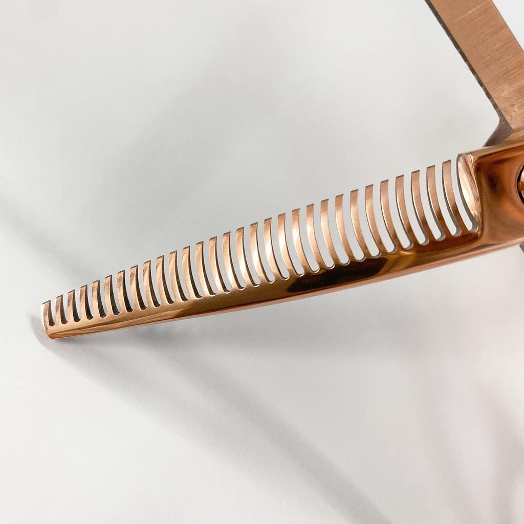 DEEDS GTZ 630R Pink Gold Titanium Thinning Thinning Professional Hairdresser Scissors, 30-tooth R-Blade (10-15% Rate), Hairdresser,