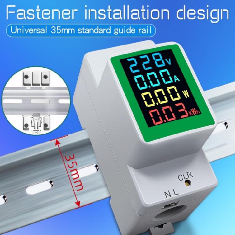 Single Phase Energy Meter Din Rail Electricity Usage Monitors AC50-300Volt 0-100A Voltmeter Ammeter Watt Kwh