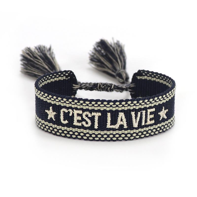 Handmade European Style Embroidered Love Bracelet with Tassels for Girls