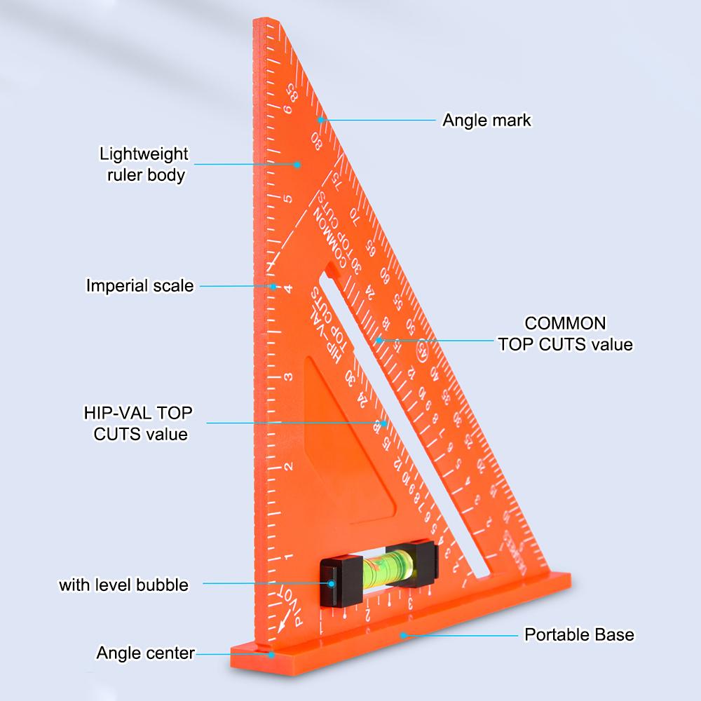 7/12inch Triangle Angle Protractor ABS Plastic Speed Square Measuring Ruler Carpenter Woodworking Measure Tool