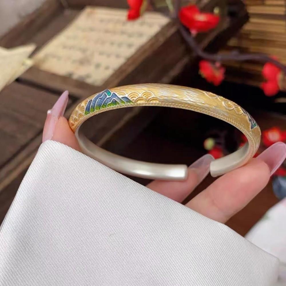Classic Enamel Bracelet Ethnic Style Chinese Cloisonne Bracelet Vintage Women's Hand Bracelet Gift