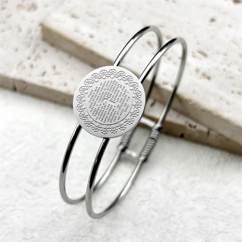 Stainless Steel Cross Prayer Bible Medal Double layer Bracelet for Men Women Gold Silver Color Christian Hand Chain Jewelry