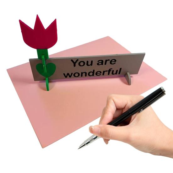 3D Printed Flower Ornament You Are Wonderful Assembly Tulip Table Sign with Base Home Office Desktop Decoration Ornament