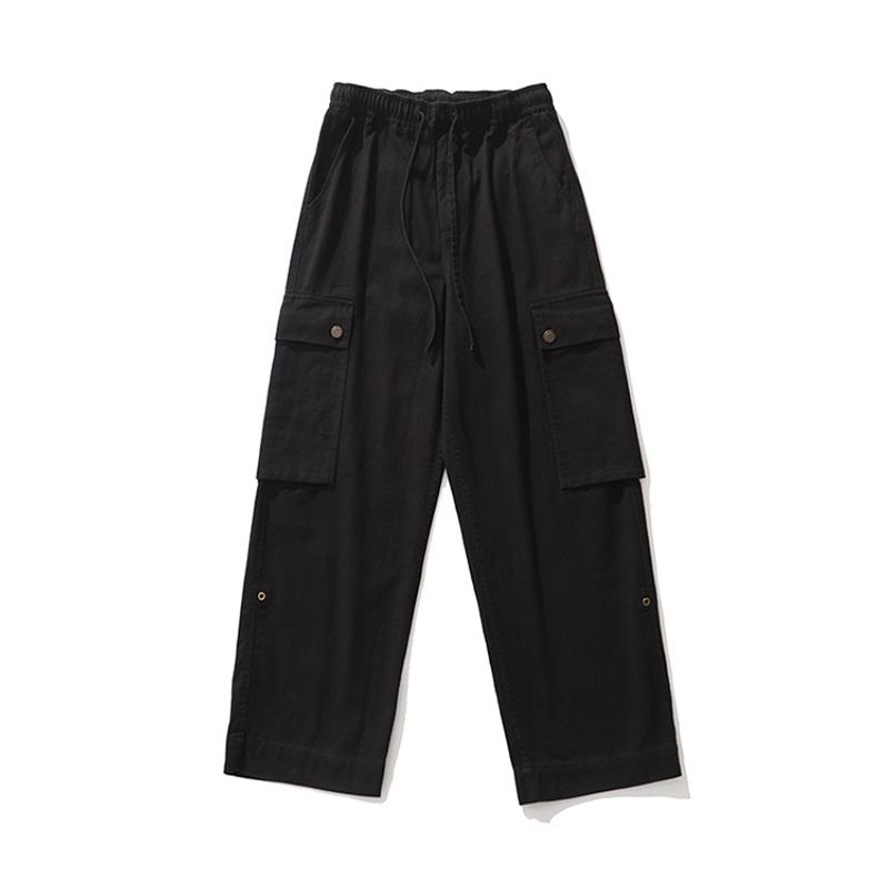 American Retro Pure Cotton Multi-Pocket Cargo Pants Men s Autumn and Winter Straight-leg Loose Pants Export Men s Pants Casual Pants Black L