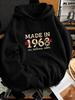 Unisex Hoodie, Birthday Celebration, Made In 1968 All Original Parts Graphic, Pullover Sweatshirt, Vintage Retro Style, Casual Daily Wear Fall Winter,