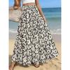 Women's Floral Printed High Waisted Long Skirt, Suitable for Casual Beach Wear on Vacation