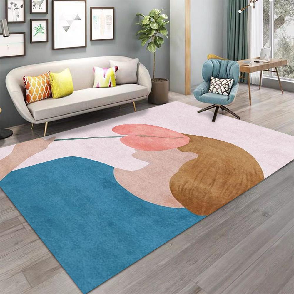Nordic Art Carpet Marmorino Color Scheme Abstract Lines Rug Living Room Sofa Rug Coffee Table Rug Bedroom Bedside Floor Mat