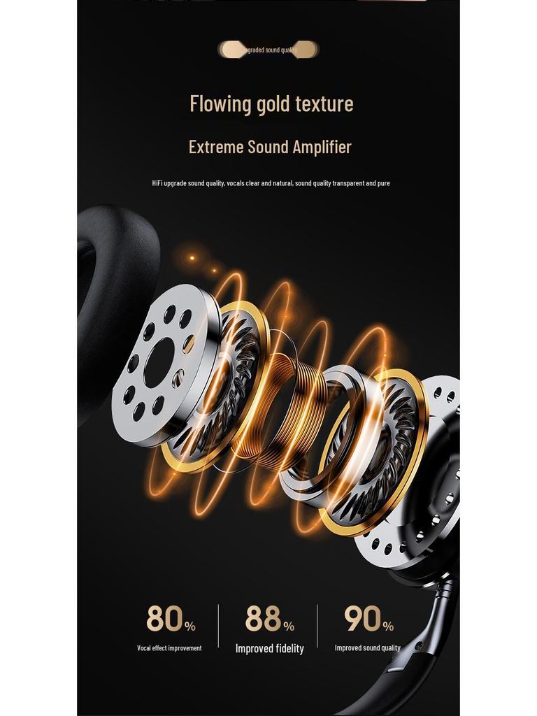 Business Style Gold Thread Over-Ear Bluetooth Headphones: High-Quality Sound for Wireless Gaming
