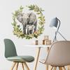 Cartoon Parent-child Baby Elephant Flower Grass and Green Leaf Background Beautification and Decoration Wall Stickers