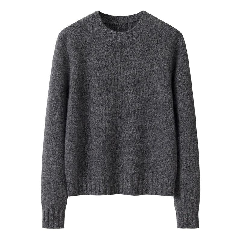 Women's Plus Size 100% Pure Cashmere Thickened Marl Yarn 5-Gauge Loose Sweater