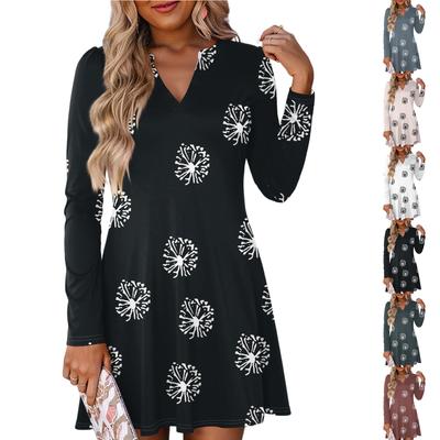 Women's Fashion Plaid V-Neck Long Sleeve Dress
