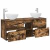 Bathroom Cabinet Set 3 Pcs Smoked Oak