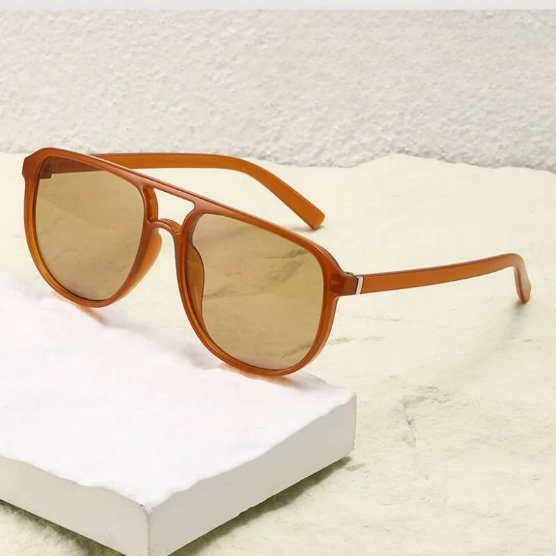 Women's INS Style Fashion Square Frame Sunglasses Retro Double-Bridge Unique Versatile UV400 Shades Eyewear Men's Goggles