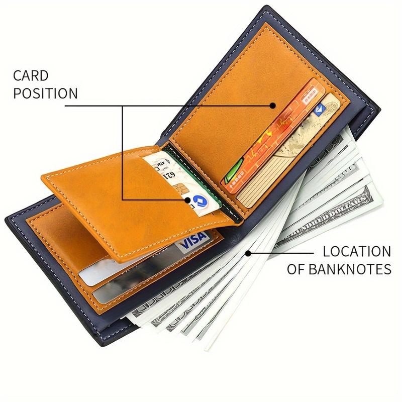 Men's Deer Embossed PU Leather Wallet, Multi Card Slot Short Trifold Removable Insert Wallet for Students