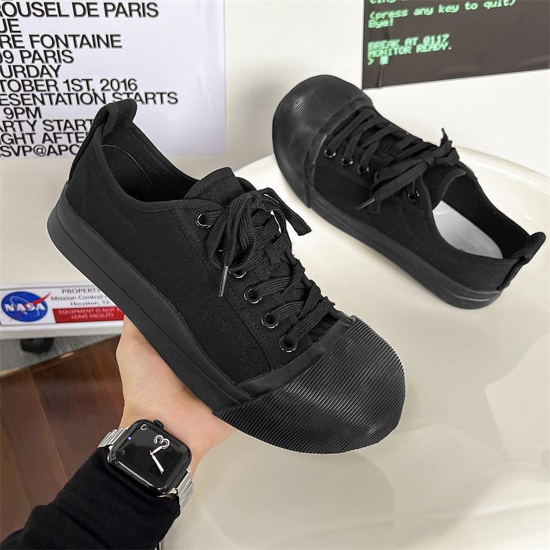 

2025 new student couple low-top big-headed canvas men s and women s shoes Guochao niche sports and leisure board shoes men s X226 44 чорний