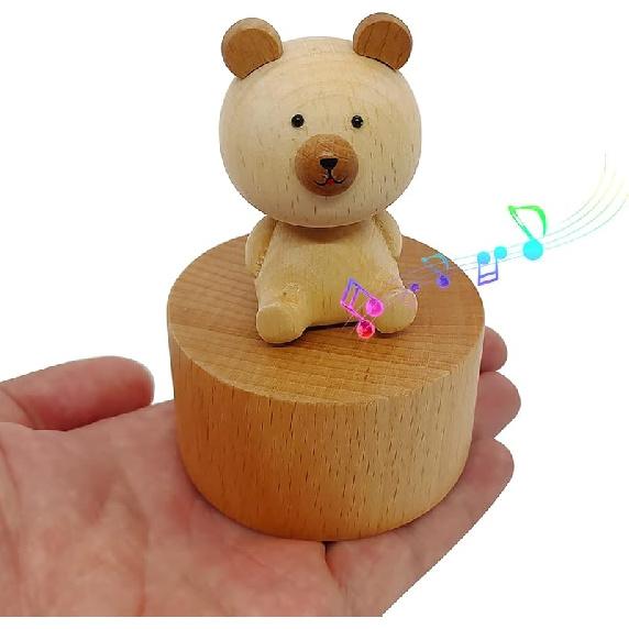 Uroczy Mały Niedźwiadek Mini pozytywka, Drewniana Mechaniczna Pozytywka ze Zwierzątkami, Pozytywka Prezent Śpiewająca Zamek na Niebie, Najlepszy Prezent dla Chłopca Dziewczynki