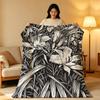 Art B-Black a-and W-White Floral Throw High-Density Short Plush Blanket Soft Skin-Friendly for Sofa Nap Air-Conditioned Room
