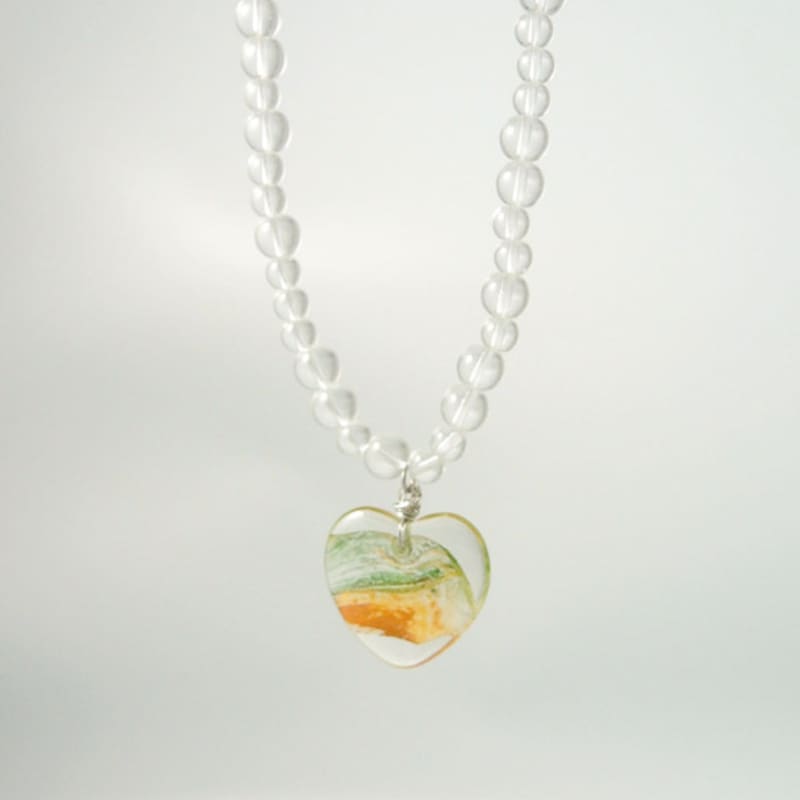 

objet213 Bubble & Heart Necklace (2 colors) 2. Green & Tangerine Wave Heart