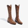 Leather Western Cowboy Boots Embroidered Knight Boots Medium Boots Martin Boots Chelsea Boots Long Boots Children's 2025 New