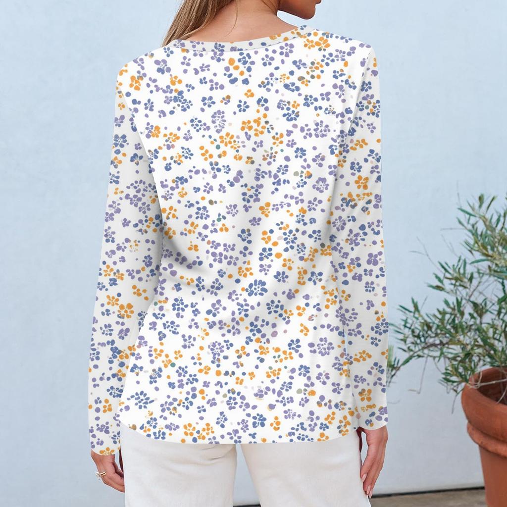 Women's Fashion Casual Long Sleeve Print Round Neck Top