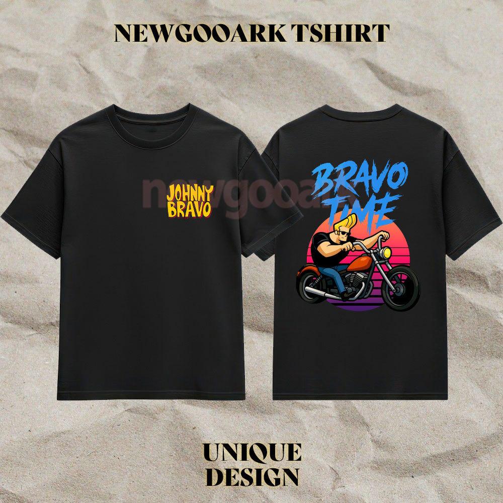 Johnny Bravo Unisex Bawełniane Klasyczne Koszulki z Graficznym Nadrukiem Kobieta Mężczyzna Kreskówka Krótki Rękaw Okrągły Dekolt Codzienne Bawełniane Koszulki Streetwear