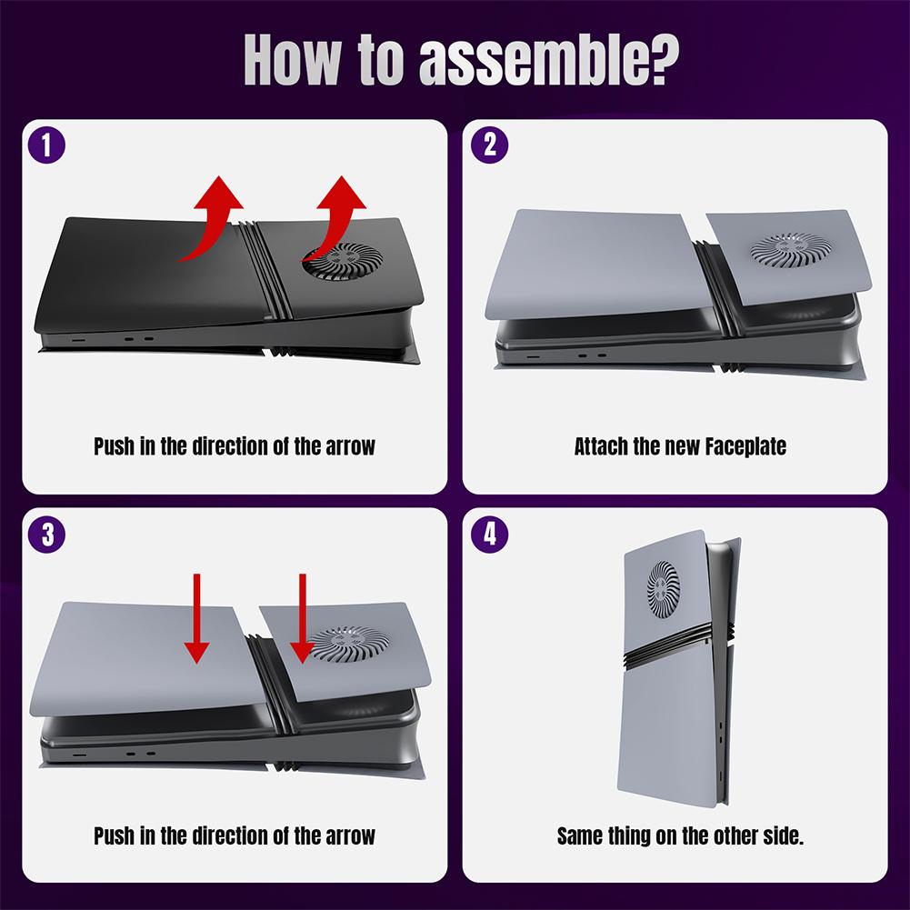 Für PS5 Pro Disc/Digitale Edition Konsole Ersatz-Frontplatte Kratzfeste Frontplatte Konsolenabdeckung Staubdichte Schutzschale