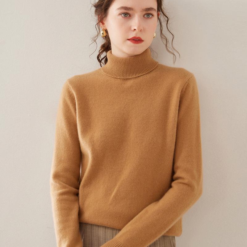 Women's Loose High Neck Cashmere Sweater - Soft, Sticky, and Versatile Knit Pullover for Autumn and Winter