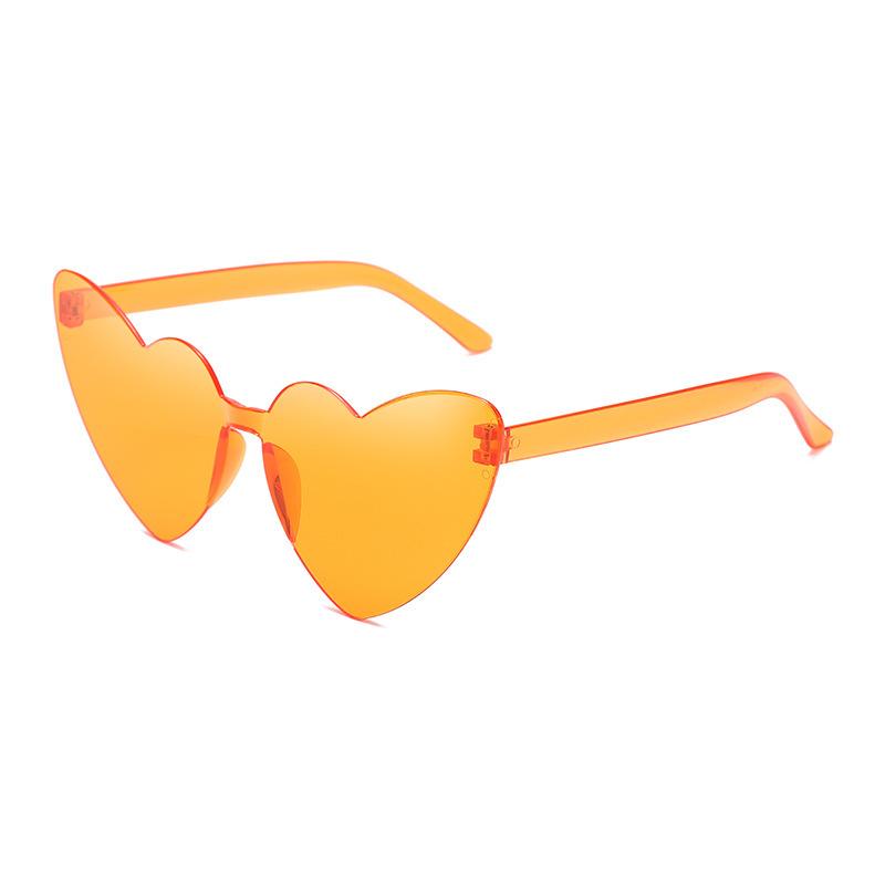 Amazon Thin Peach Heart Sunglasses Jelly Color Rimless Heart-Shaped One-Piece Glasses Candy Color Love Sunglasses