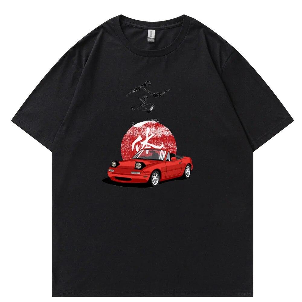 Начальная рубашка D, футболка из 100% хлопка, летние топы унисекс с короткими рукавами, одежда с принтом японского аниме, футболка с гоночным автомобилем, футболки унисекс L