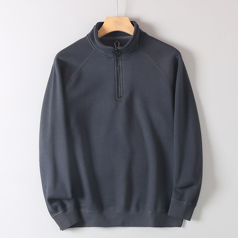 Original Export Surplus, Cut Label, Thickened and Fleece-Lined Men's Autumn and Winter Warm Half-Zip Stand Collar Casual Sweatshirt Jacket