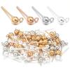10pcs 4mm Metal Earring Pins Iron Round Ball Stud Stoppers Pins With Loop For DIY Handmade Jewelry Making Earrings Accessories