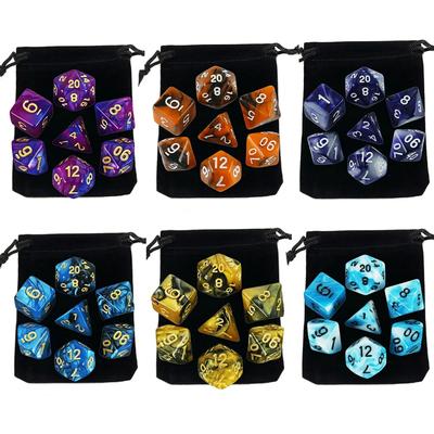 7pcs Dice with Bag DnD D4,d6,d8,d10,d%,d12,d20 Polyhedral Board Game Pieces RPG