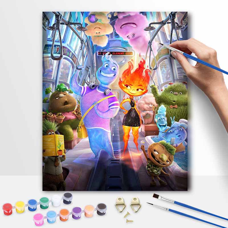 Disney Elemental Movie oil paint by numbers painting kit handmade diy home decor gifts wall art canvas for living room aesthetic bedroom
