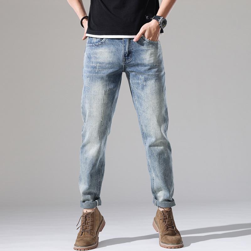 2024 European And American Style Spring And Autumn New Loose Straight Leg Jeans Trend Casual Versatile Mid Rise Men'S Pants