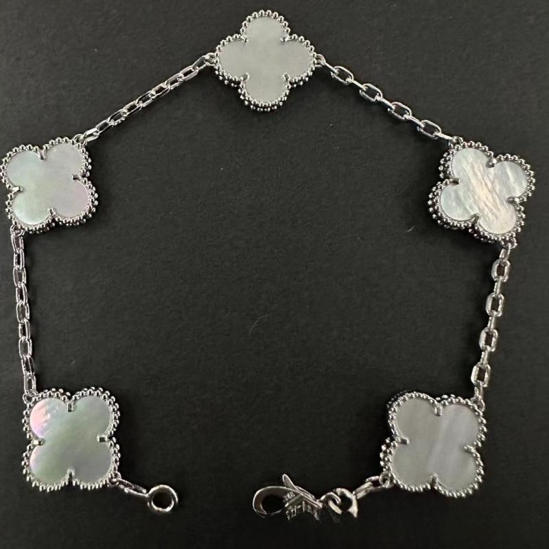 Exquisite Four-leaf Clover Bracelet for Women Five-flower Bracelet Double-sided Natural White Mother-of-pearl and Carnelian Bracelet