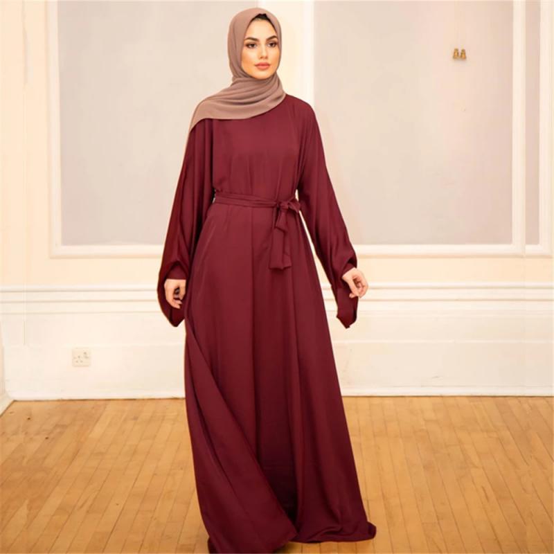 Abaya Women Muslim Long Dress Kaftan Solid Loose Plus Size Middle East Gown Jubah Baju Muslim Baju Raya [excluding Headband]