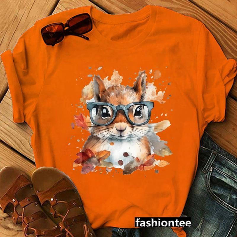 

Милая футболка с принтом белки, персонализированная креативная повседневная футболка с круглым вырезом, забавная футболка с белкой 4XL