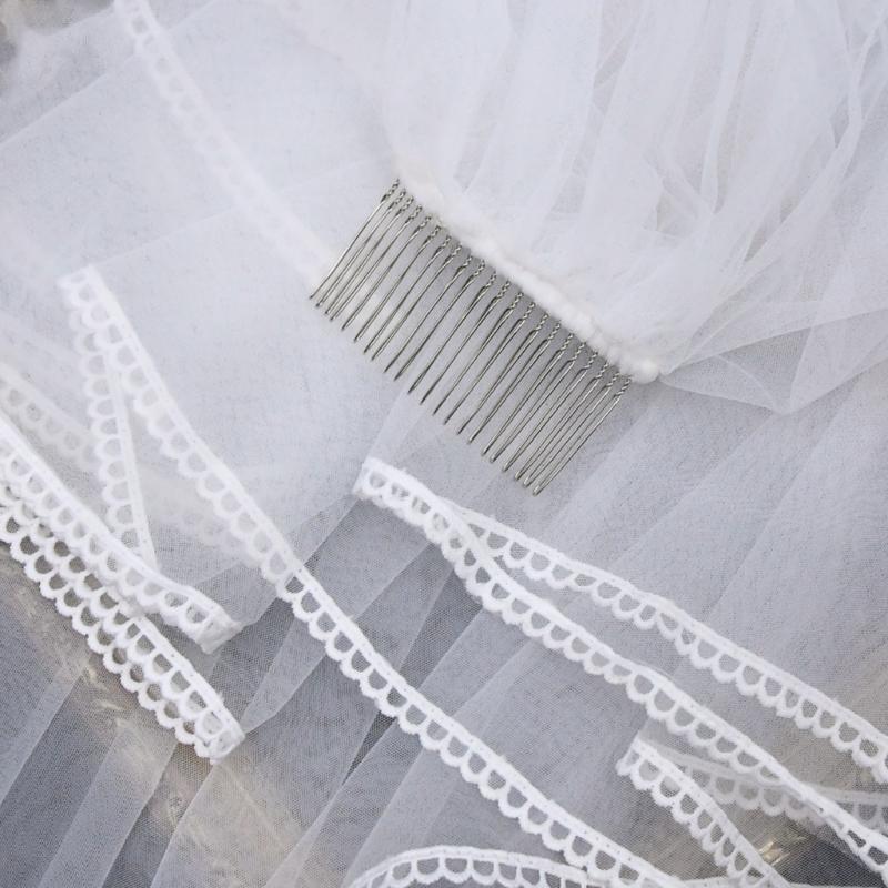 Long Wedding Veil Lace Veils with Hair Comb Wedding Hair Accessories White 2-Layer Wedding Veil