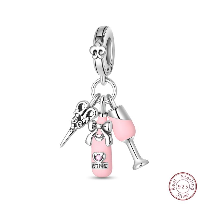 Charm Copper Pink Pendant Charm Fit Original Charm Bracelet Necklace Beads Diy Jewerlry Accessories