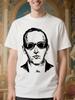 DB Cooper Unknown Identity Graphic for Men - White Tee with Black Facial Features Print T-shirt