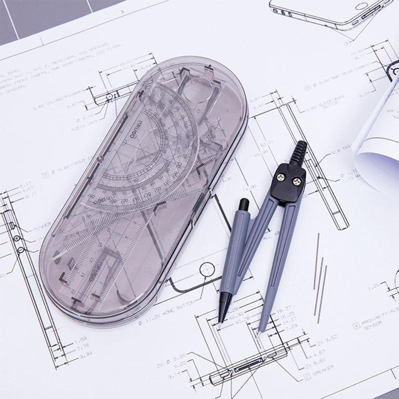 Conjunto de Oito Peças de um Conjunto de Desenho Compasso Régua Compasso Régua Triangular Conjunto de Prancheta para Estudante de Ensino Teste Escolar