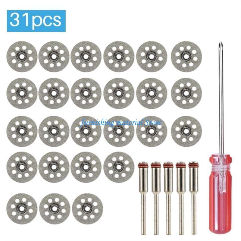 

Y5GD 31 Piece Diamond Cutting Discs 22mm Diamond Mini Wheel Circular Blade Glass Cutting Discs with Mandrel China Mainland