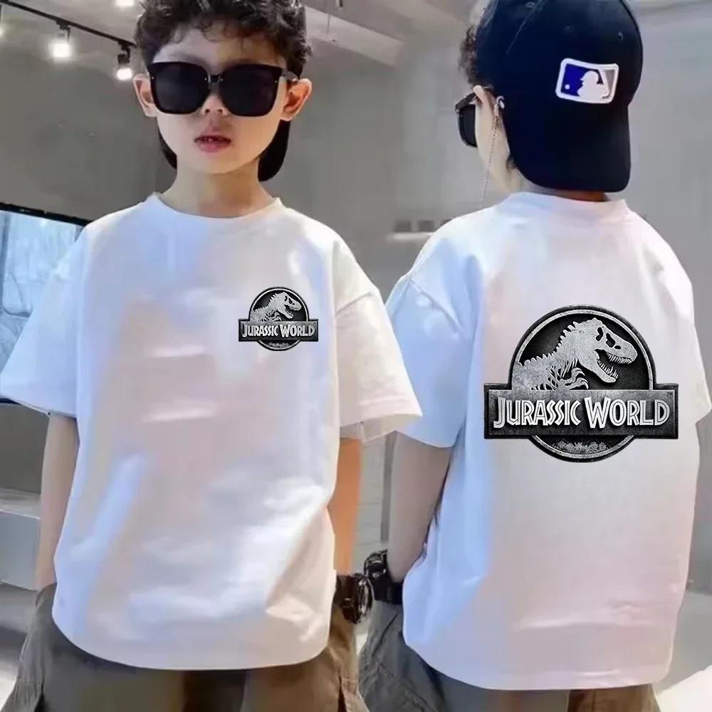 Childrens Summer Cotton TShirt Jurassic World Park Dinosaur Cartoon Print Casual TShirt Cool and Breathable Outdoor Style