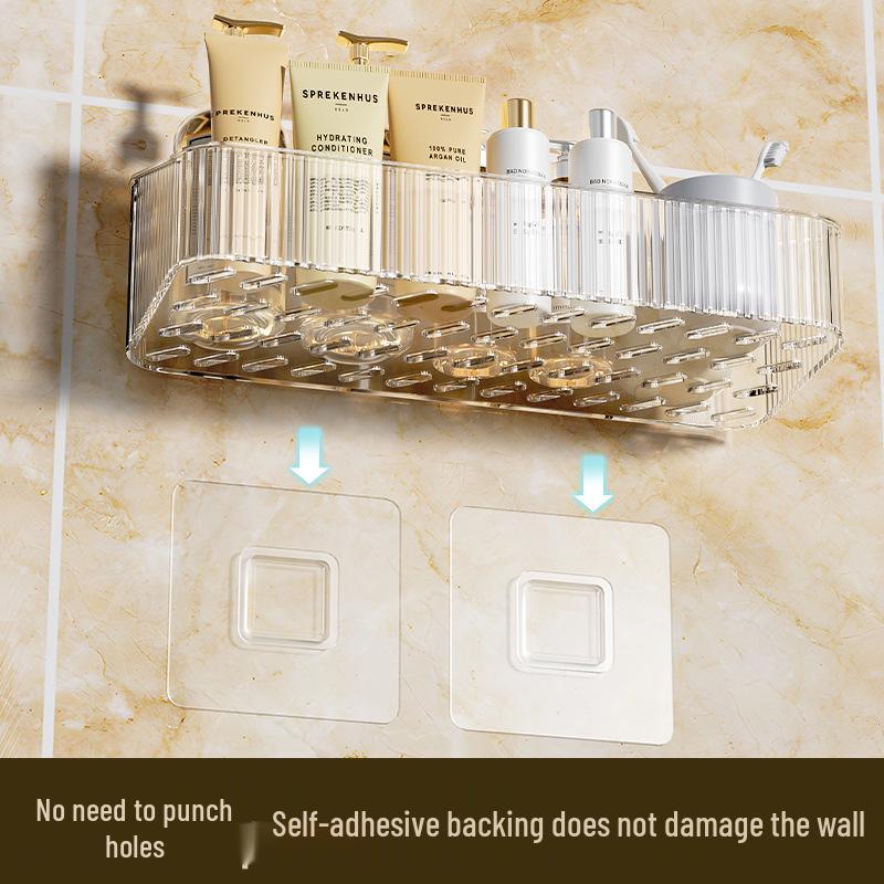 Lyxigt Transparent Väggmonterat Badrumsförvaringsställ (Stansfri)