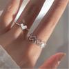 Hollowed Stylish Jewelry Heart Shape Open Rings Women Retro Silver Tone Adjustable Punk Rings Set Adorable Stylish Girl Birthday Event Party Event