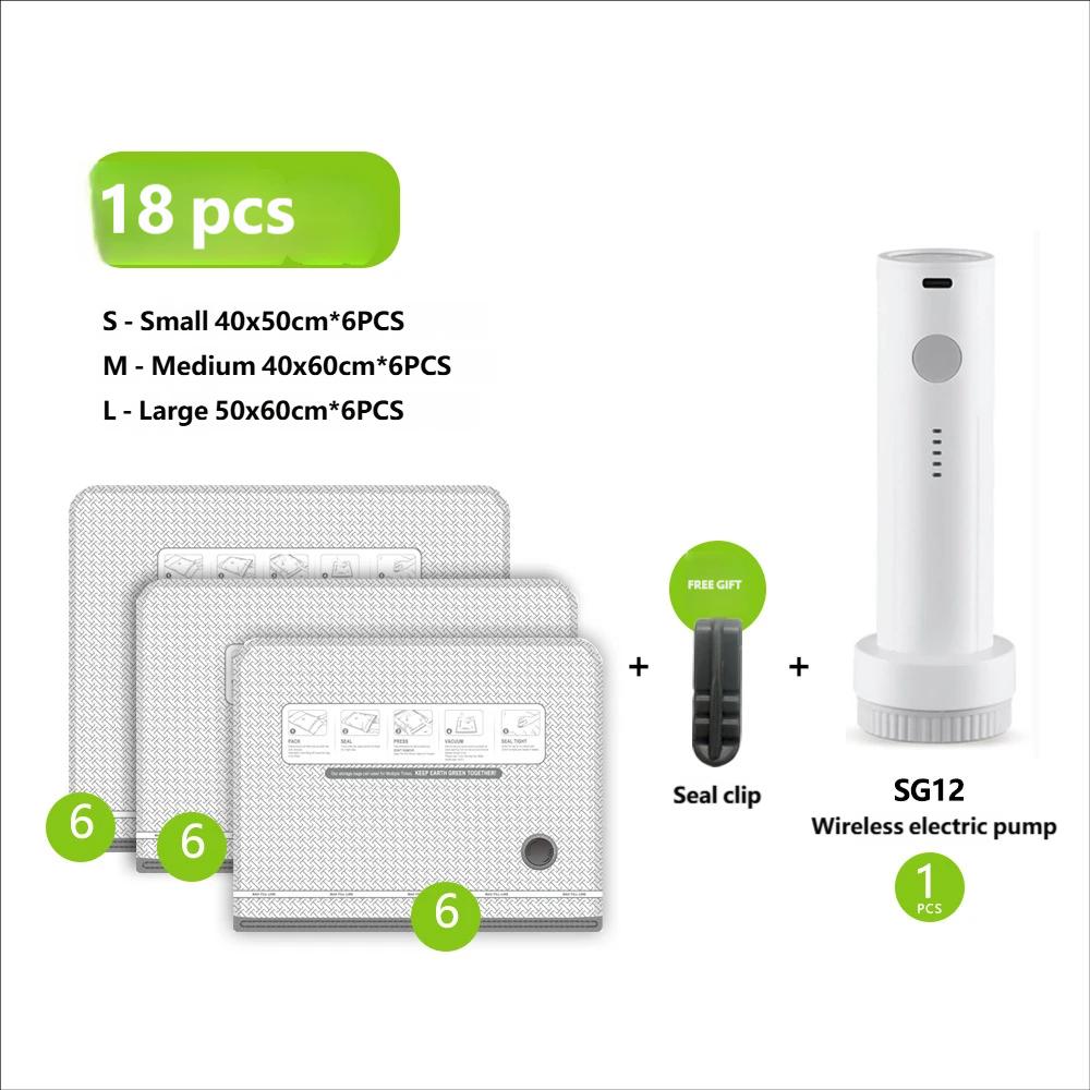 Vacuum Storage Bags with Electric Pump Valve Space Saver Compression Sealed Organizer for Clothes Wardrobe Travel Luggage Reusable Large Capacity